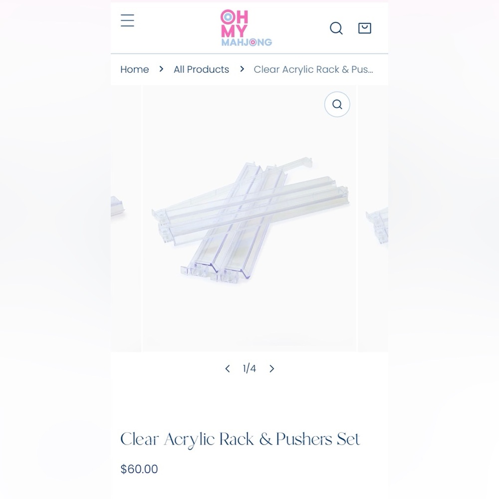 Oh My Mahjong Clear Acrylic Rack & Pushers Set